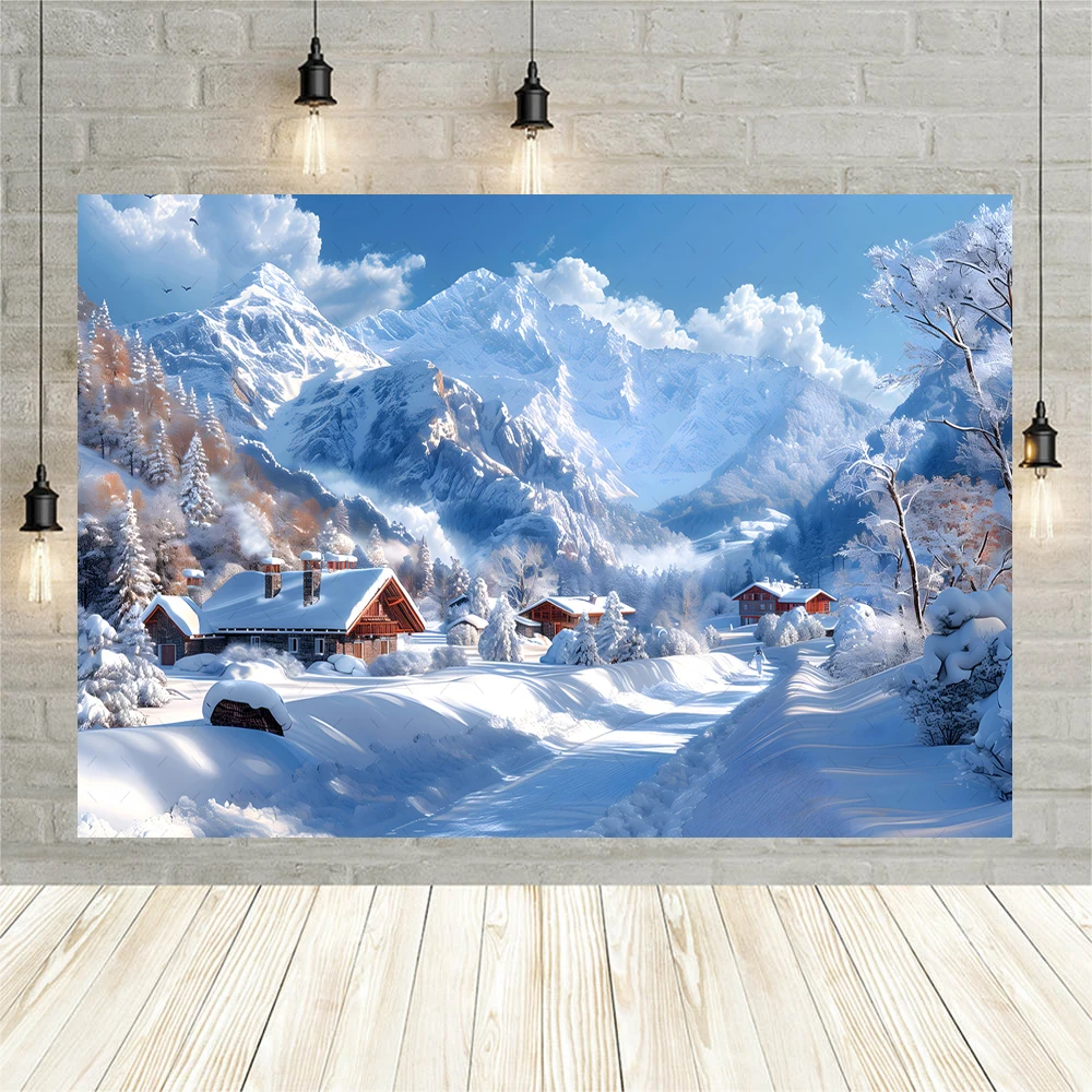 Christmas Snow View Town Winter Village Kids Baby Gifts Family Party Backdrop Custom Kid Room Photo Poster Decor Wall Background