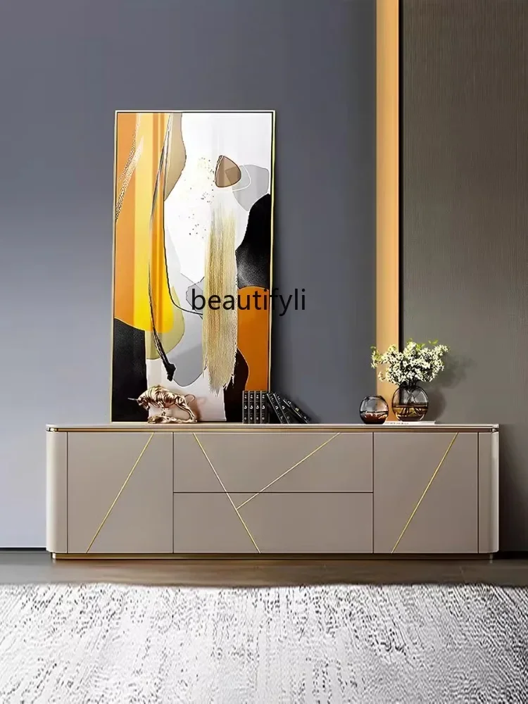 

zxqItalian-Style Light Luxury Designer TV Cabinet Modern Minimalist Living Room Solid Wood Furniture Villa Showroom Locker