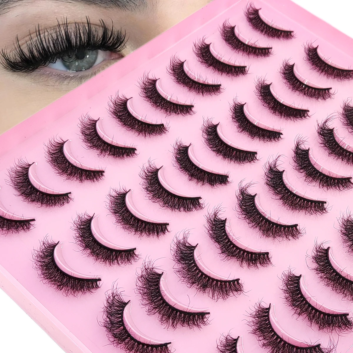 20 Paar künstliche Nerzfell-Wimpern, natürliche falsche Wimpern, intensive und dichte falsche Wimpern, verlängerte Fasern, Großhandel für Make-up-Tools