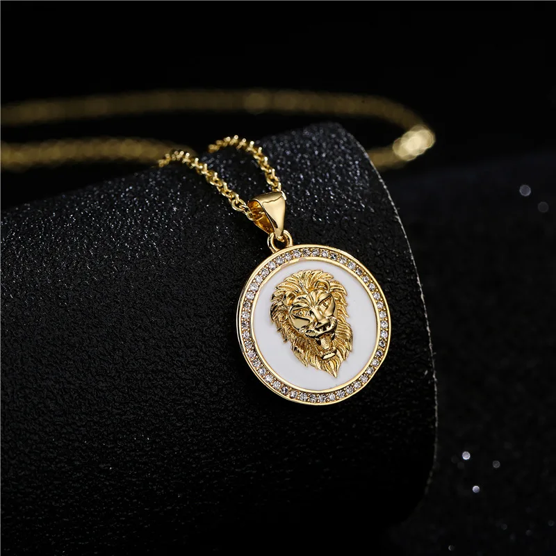 Exquisite Shiny Zircon Domineering Lion Animal Pendant Necklace Women Fashion Trend Party Jewelry Gifts for Girls