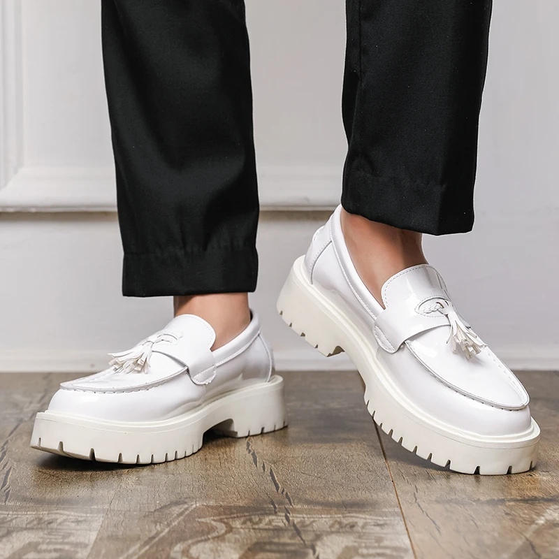 رجال الأعمال مهدب أحذية عادية لينة سوليد مريحة سميكة سوليد دائم المألوف المتسكعون أحذية العمل الرجال