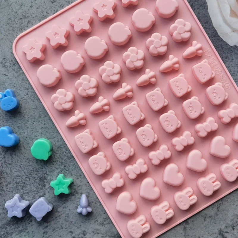 54 Hole Animal Silicone Candy Mould Rabbit Carrot Chocolate Biscuit Jelly Making Mold DIY Cake Decor Baking Tool Ice Cube Gift