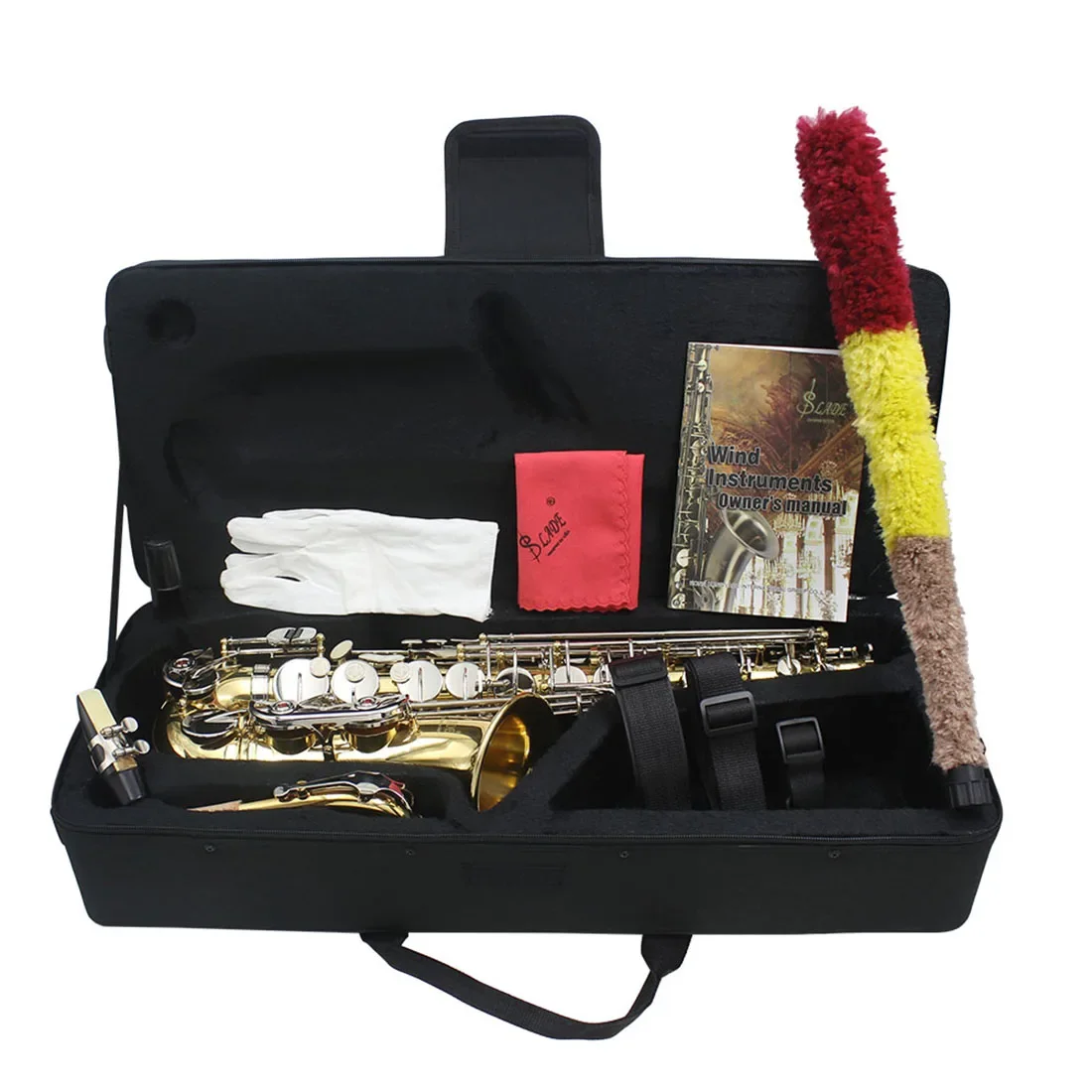 SLADE-Saxophone alto mi bémol, calcul professionnel, vent, laiton, laque or, mi bémol, avec étui, pièces et accessoires