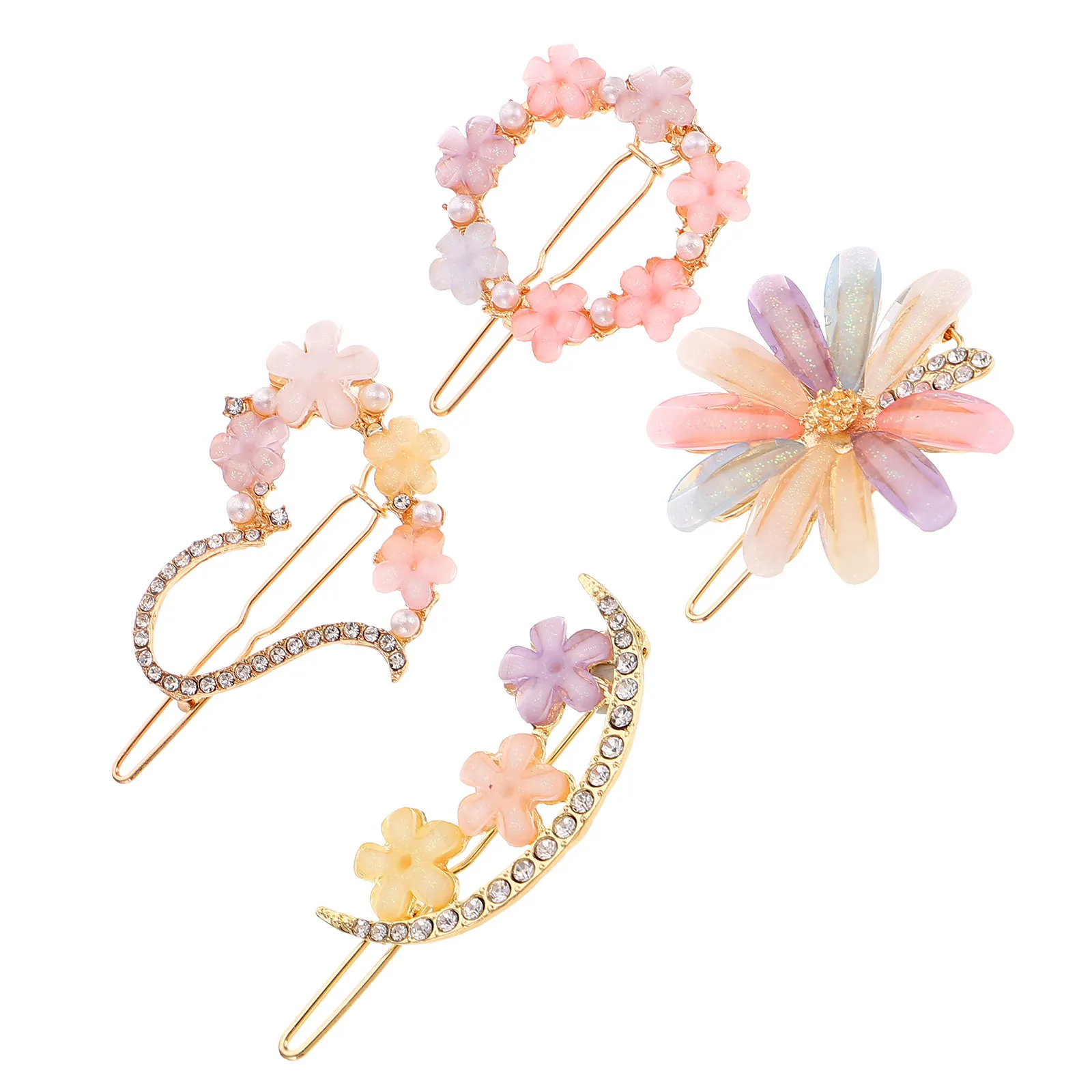 

4Pcs Flower Hairpins Hair Clips for Women Decorative Stylish Elegant Hair Accessories for Daily Use Parties Christmas