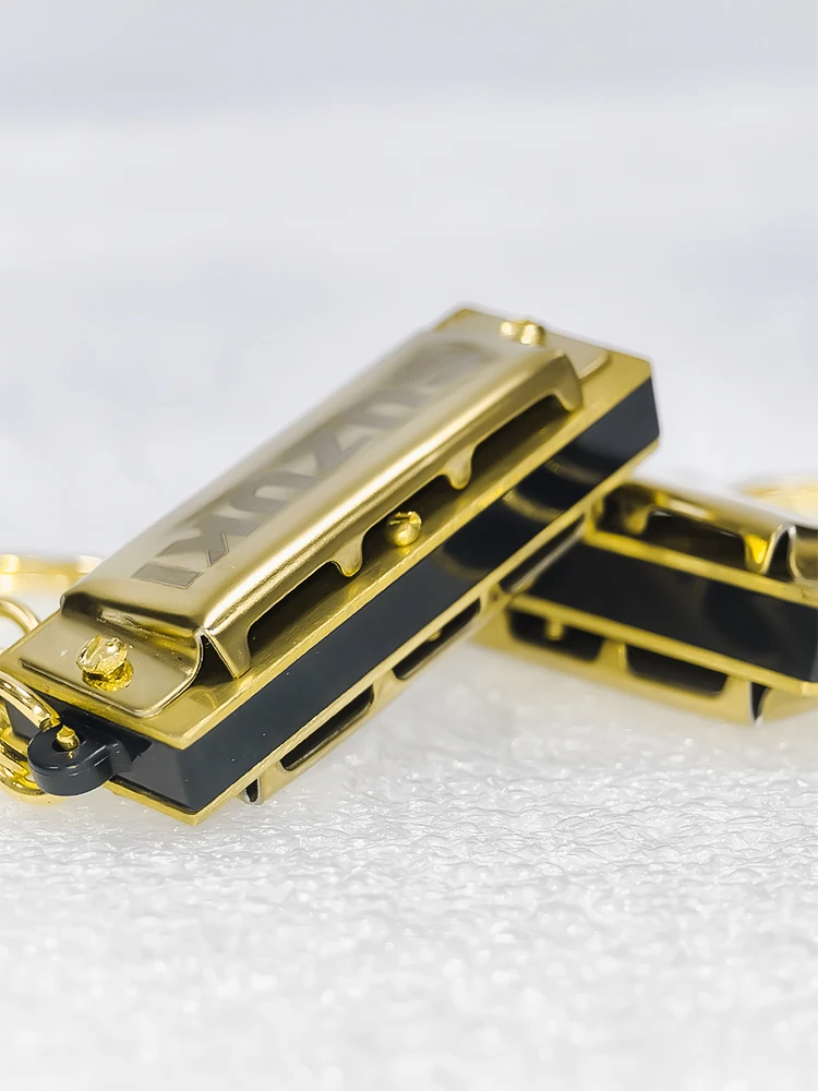 Suzuki Harmonica Mini 5 Holes 10 Tone Harmonica Keychain Key of C Golden Woodwind Instruments Gift