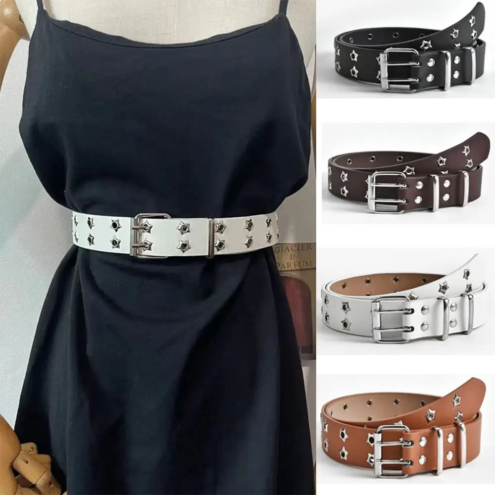 

Dresses Elegant For Man Wide Side Belt Accessories Star Hole Double Grommet Hole Women Waistband Waist Strap Korean Waist Belts