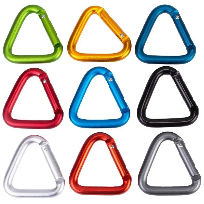 Triangle Carabiner Heavy Duty Rustproof Aluminum Snap Clip Hook for Outdoor Camping Hiking Kettle Keychain Holder