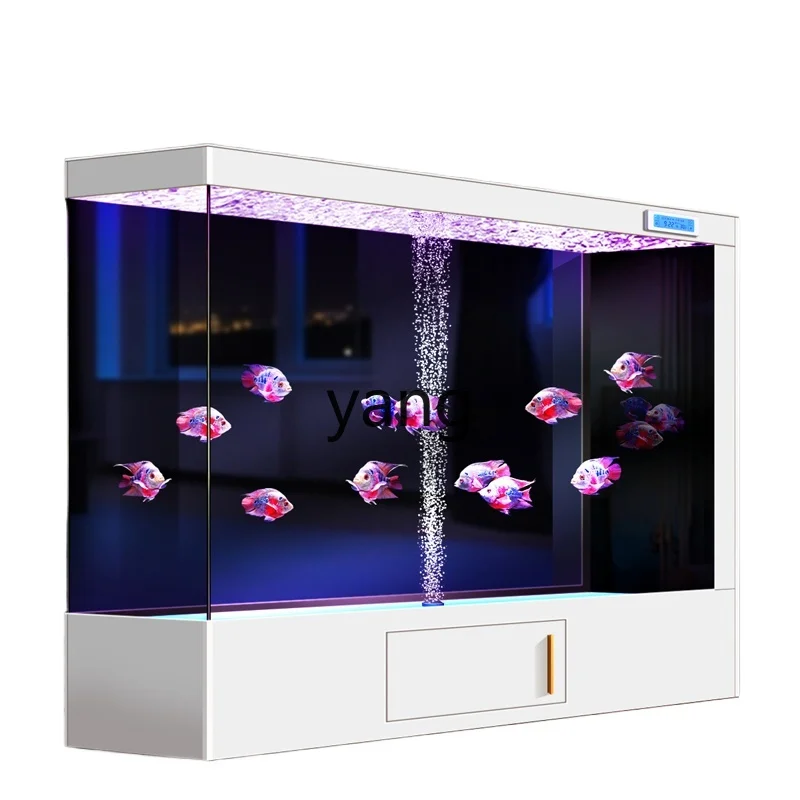

LMM floor-to-ceiling fish tank partition screen large ultra-white glass office ecological goldfish tank