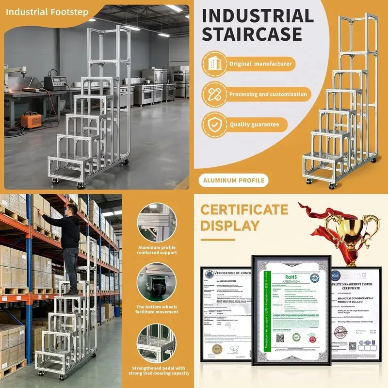 Heavy Duty Aluminum Industrial Ladder Structural Reinforcement for Warehouse Production Line Use