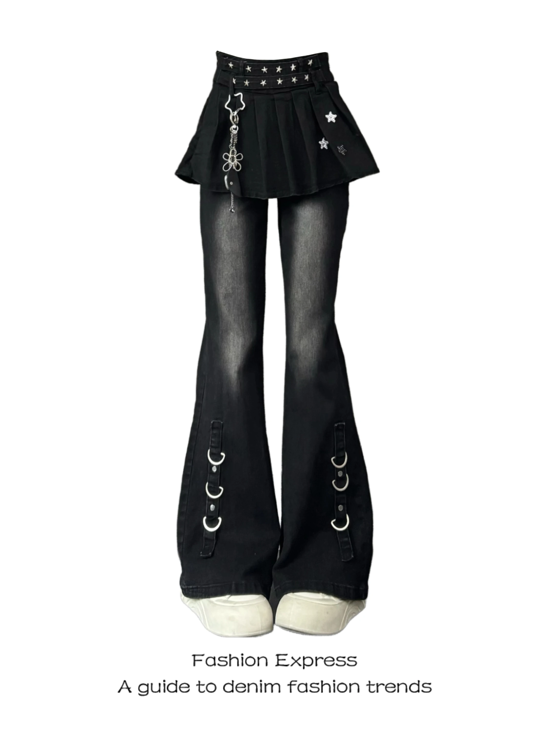 

Y2K Flared Jeans Women's Star Print High Waist Straight Leg Casual Denim Pants Spring Autumn Slim Fit Design Bell Bottoms