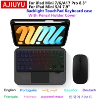 Funda con teclado mágico AJIUYU para iPad Mini 7 2024 A17 pro 8,3 pulgadas Mini 6 5 4, funda con teclado para iPad Mini 7.ª, 6.ª, 5.ª y 4.ª generación