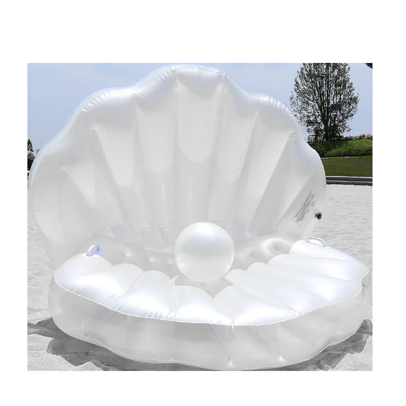 Giant Inflatable Toys Seashell with Pearl Ball Swimming Pool Float Inflatable Toys Chair Bed Outdoor Summer Beach Party Mattress