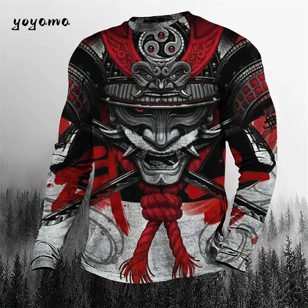 

2025 Japanese Samurai 3D Printed T-Shirt for Men Women Vintage Casual Long Sleeved T-Shirt Harajuku Street Wear Pullovert-Shirt