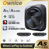 Ownice A5 Android TV Box Wireless CarPlay Adapter Android Auto Ai Box QCM6225 4G LTE HD-MI Output for iPTV Netflix Youtube Waze