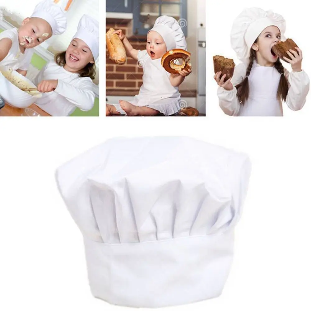 Baby Kid White Chef Hat Elastic For Party Kitchen Baking Cooking Costume Cap Gorro Cocinero Blanco Fast Drop Shipping