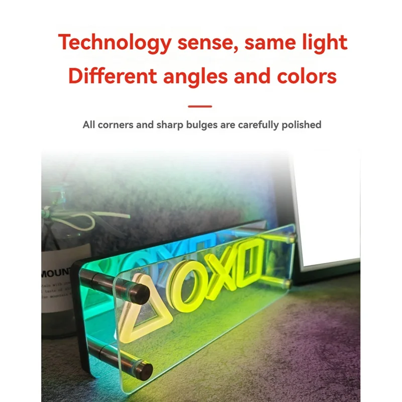 Y45A-أضواء علامات النيون LED الجدول مصباح ملون ألف طبقة مرآة مصباح لتهيئة الجو للرياضة الإلكترونية ، غرفة النوم ، عيد ميلاد ، تزيين