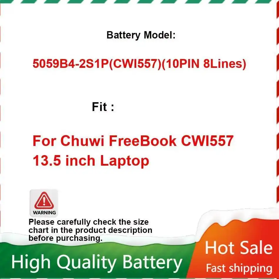 

For Chuwi Freebook CWI557 13.5 Inch Laptop 5000Mah Battery 5059B4-2S1P 10PIN 8Lines Reliable Replacement