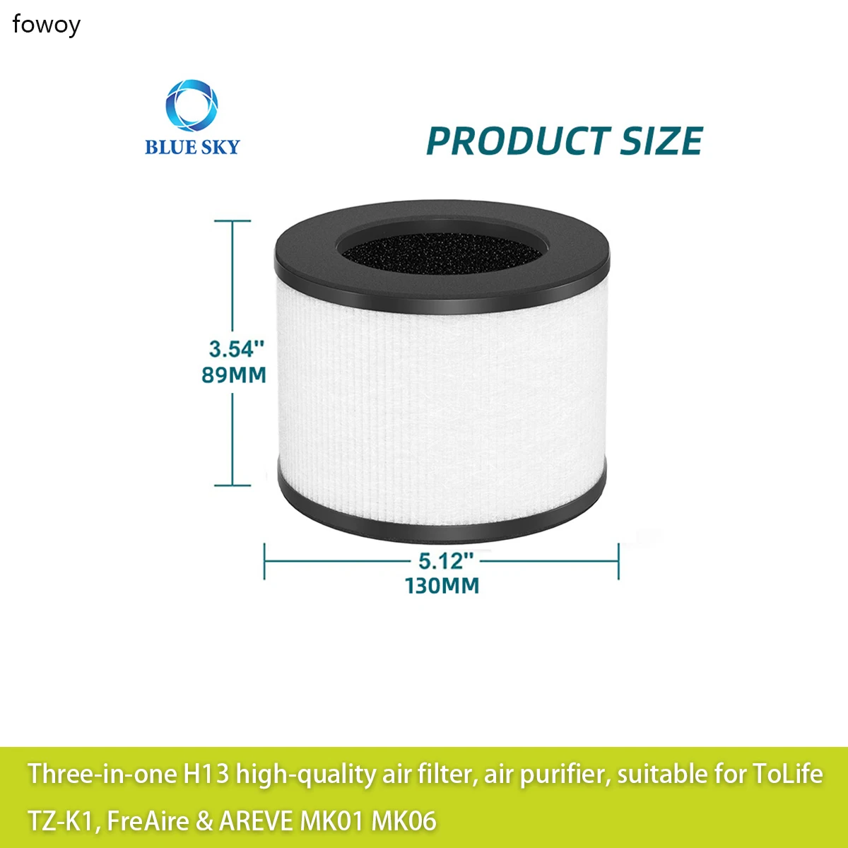 Three-in-One H13 High-Quality Air Filter, Air Purifier, Suitable for ToLife TZ-K1, FreAire & AREVE MK01 MK06