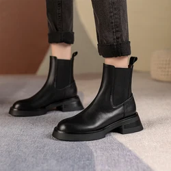 2024 Winter Women Shoes Genuine Leather Leather Boots Women Autumn Platform Boots Chunky Heel Women Shoes High Heel Real Leather