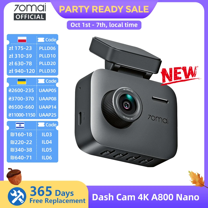 70mai A510 3K Dash Cam 140° FOV GPS ADAS