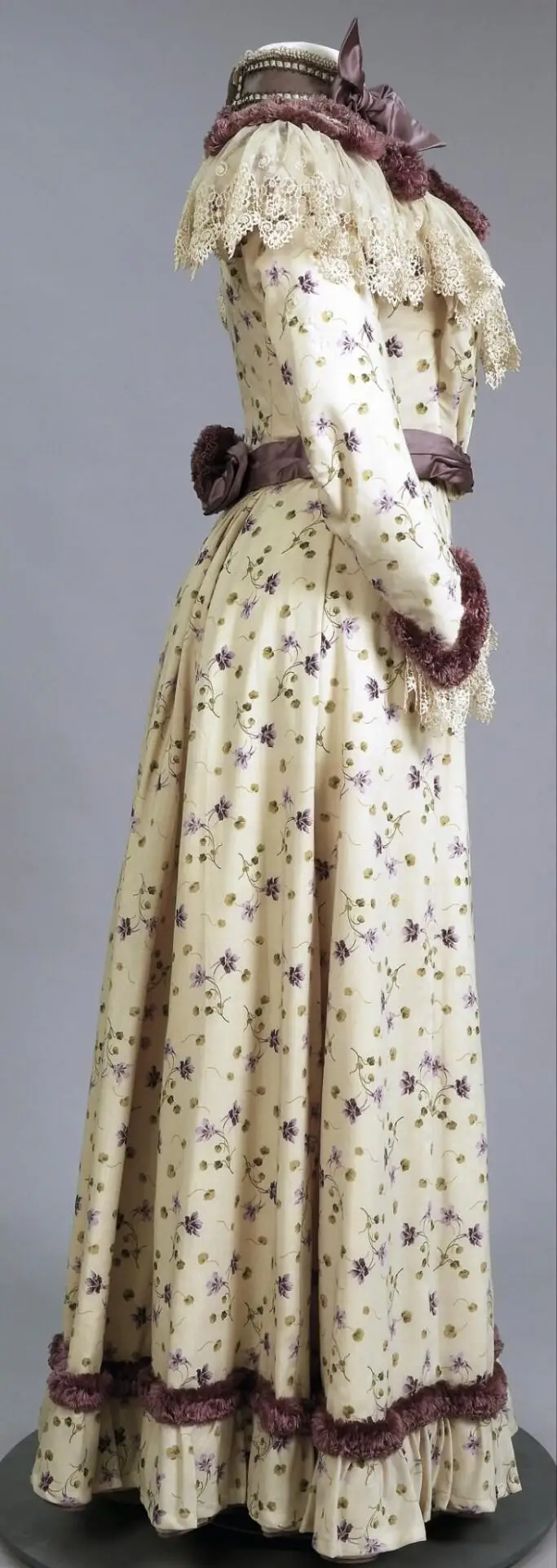 1890s-1899s Victorian Fashion Gothic Floral High Neck Dress Women Historical Victorian Day Dress Theatre Reenactment Costume - view 3