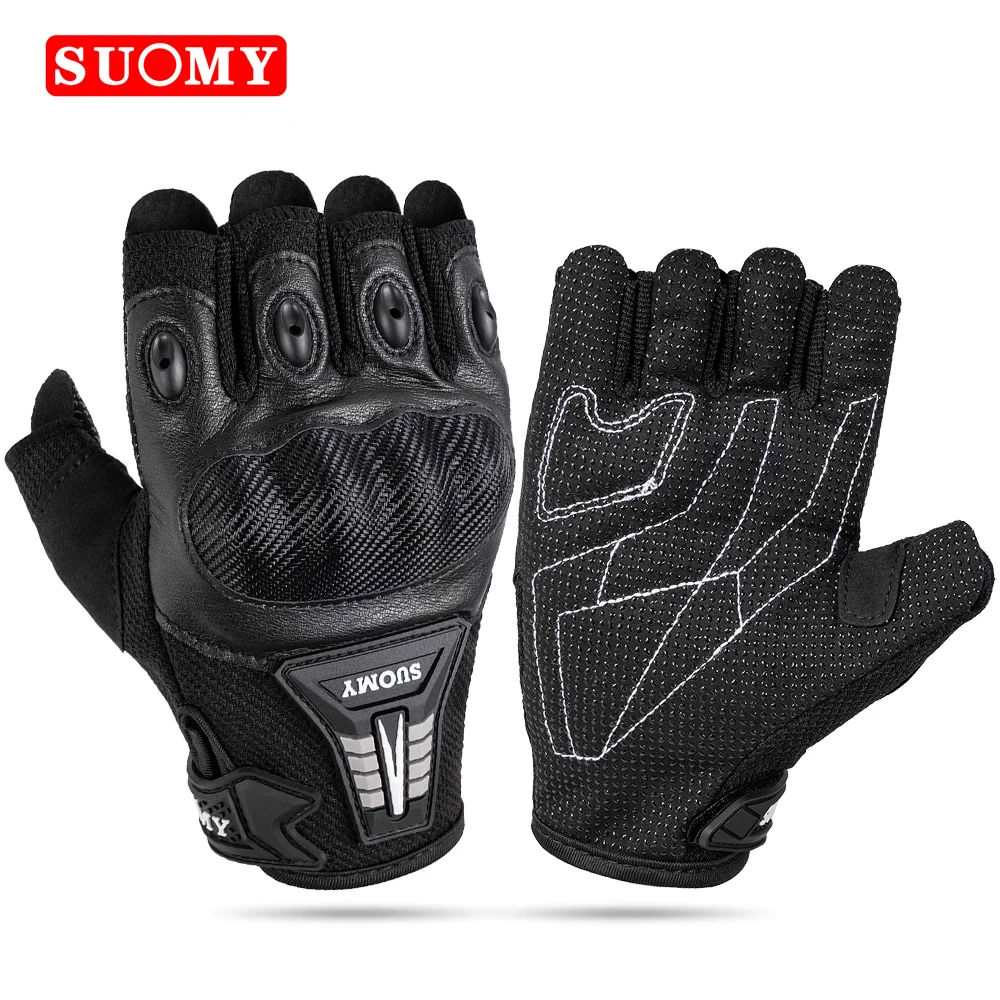 SUOMY Summer Half Finger Motorcycle Gloves Full Palm Non-slip Guantes Moto Motorcycle Fingerless Glove Moto Cycling Biker Racing