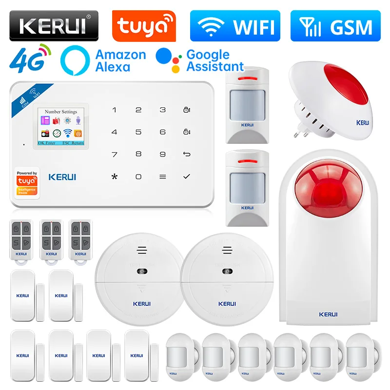 

KERUI W184 4G WIFI Alarm System Central Unit Tuya Smart Wireless GSM Alarm Door Sensor Burglar Support Alexa&Google APP Control