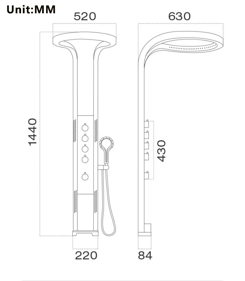 Bathroom Multifunction Overhead Shower Panels Wall Mounted LED Light Waterproof Rainfall  Shower Set