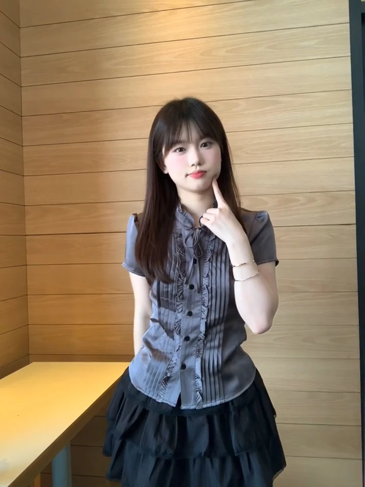 Ele Sle Summer New ort Sve irt-set met houten ontwerp Faionable topvest voor jonge vrouwen