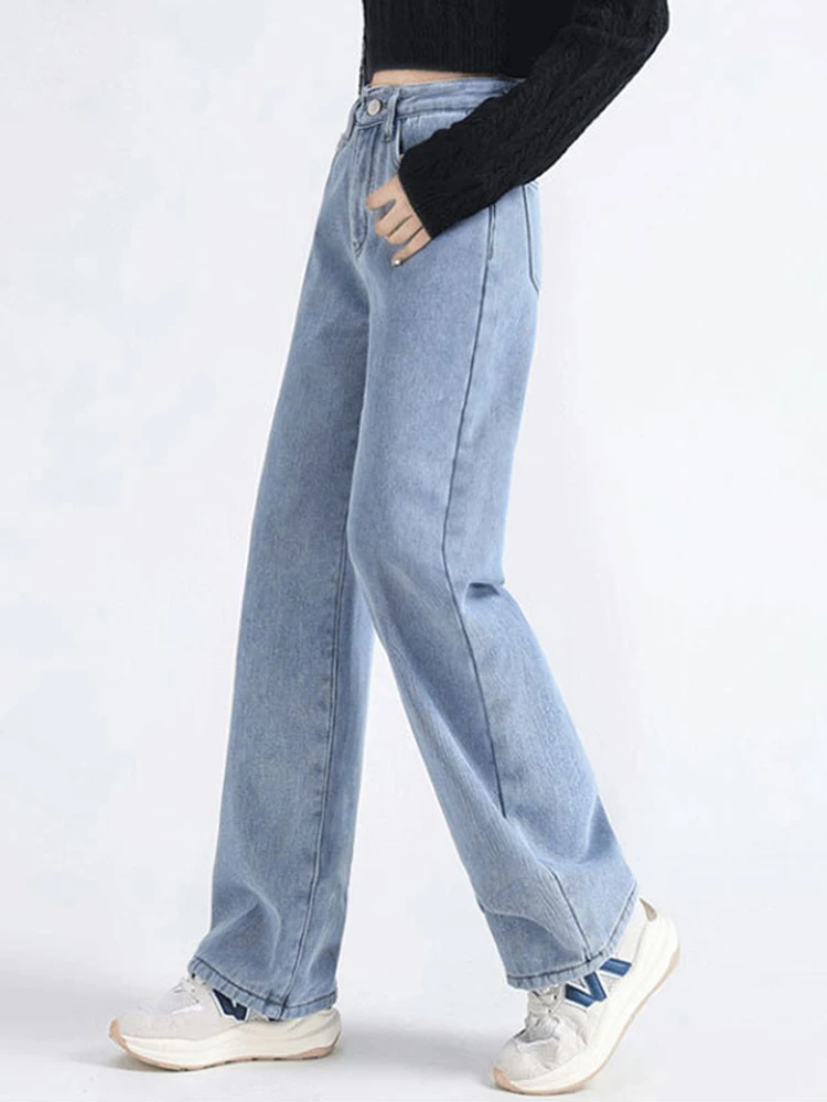 Winter Warm Baggy Wide Leg Jeans Women Thicken High Waist Vintage Velvet Lined Denim Pants Casual Streetwear New Loose Vaqueros
