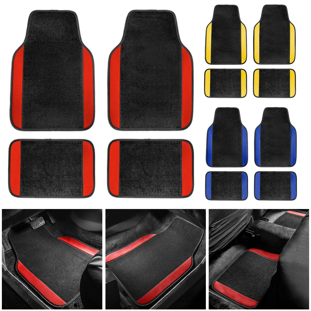 

​4pcs Universal Fluff Car Floor Mats Auto Foot Pads 5Seats Non-Slip Floor Liners Interior Accessories