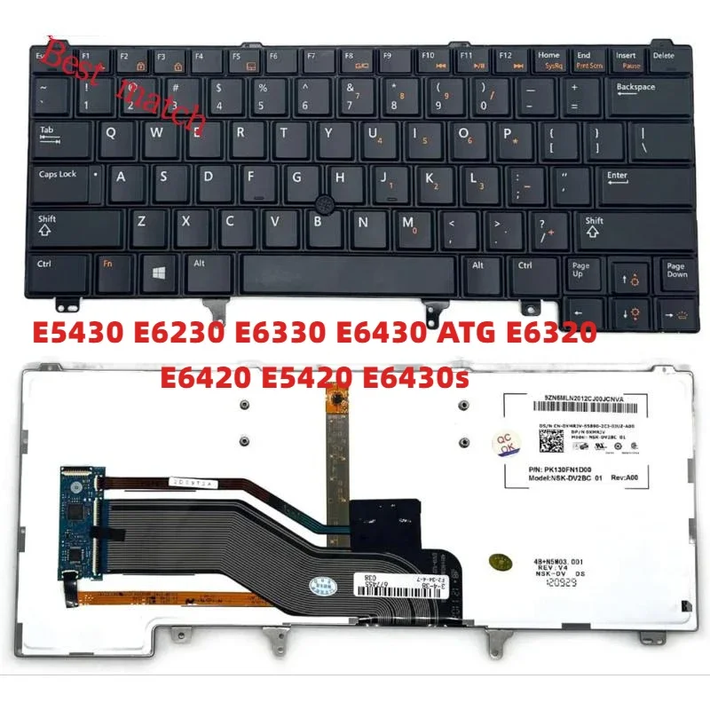 Replacement Keyboard Backlit With Pointer for Dell Latitude E5430 E6230 E6330 E6430 ATG E6320 E6420 E5420 E6430s Series