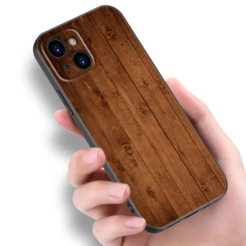 Wood Texture Art Phone Case For Apple iPhone 12 13 Mini 11 14 Pro XS Max 6S 6 7 8 Plus 5S X XR SE 2020 2022 Soft TPU Black Cover