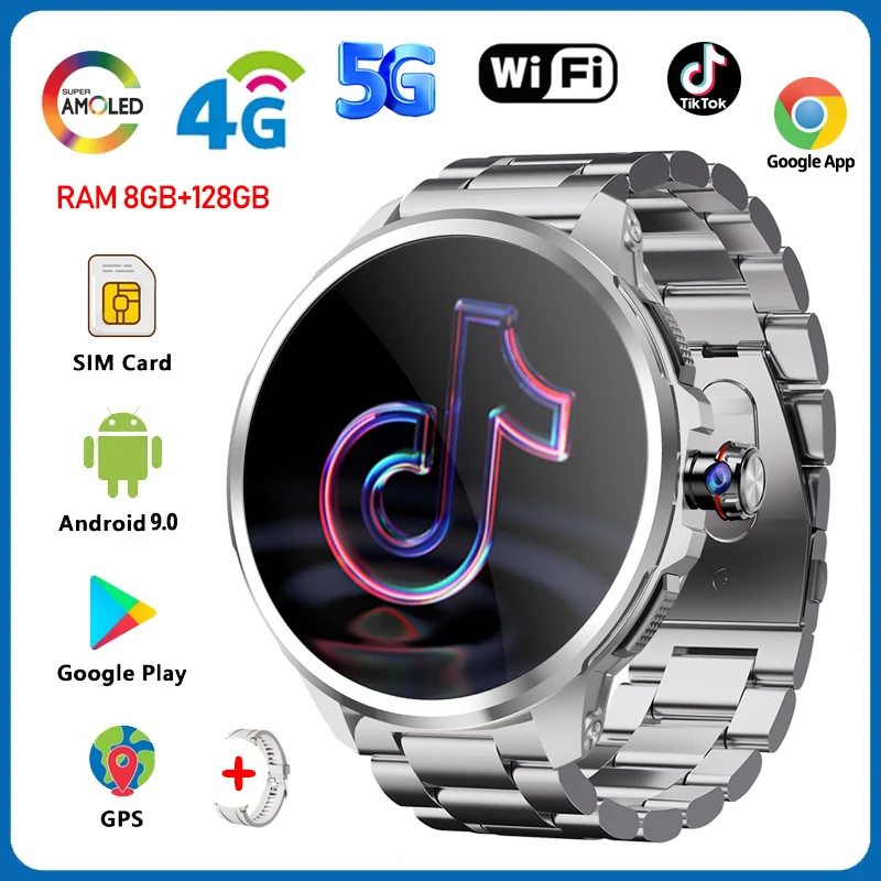 5G/4G Full Netcom 8GB+128GB RAM Smart Watch 1.95 inch 720*720 AMOLED 2100mah Battery 900W Camera GPS WIFI Google APPS Smartwatch