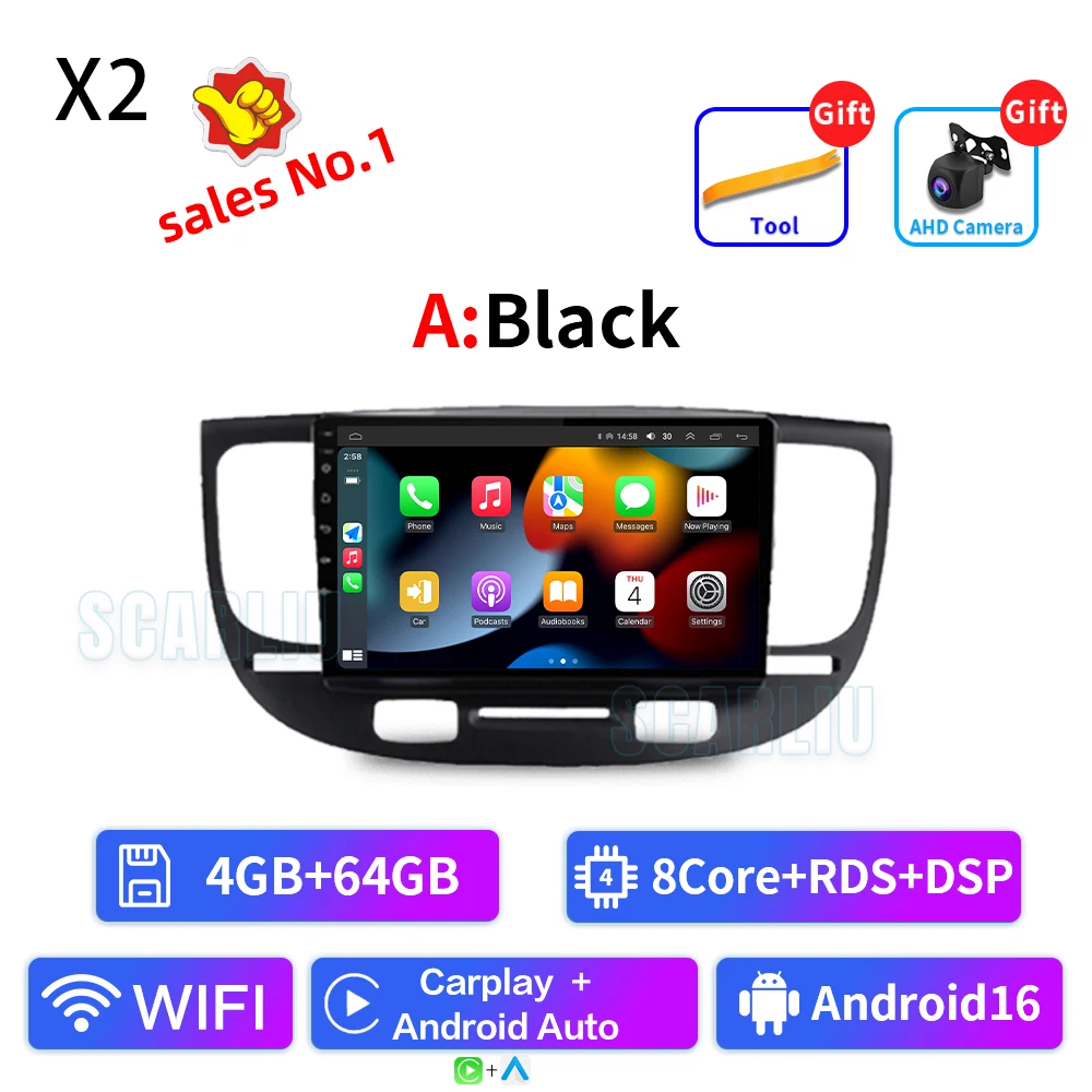 Autoradio Voor Kia RiO 2 RIO2 2005-2011 Draadloze CarPlay Android Auto Multimedia Speler Touchscreen GPS navigatie Geen 2din DVD
