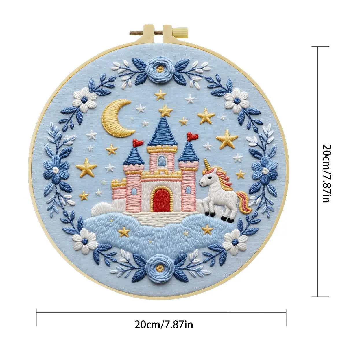 1 Stück 20X20CM/15X15CM 7,87/6,3 Zoll Traumschloss Stickerei Starter-Kit DIY-Kit DIY-Stickerei-Set Handarbeiten Nähkunst – Detail 4