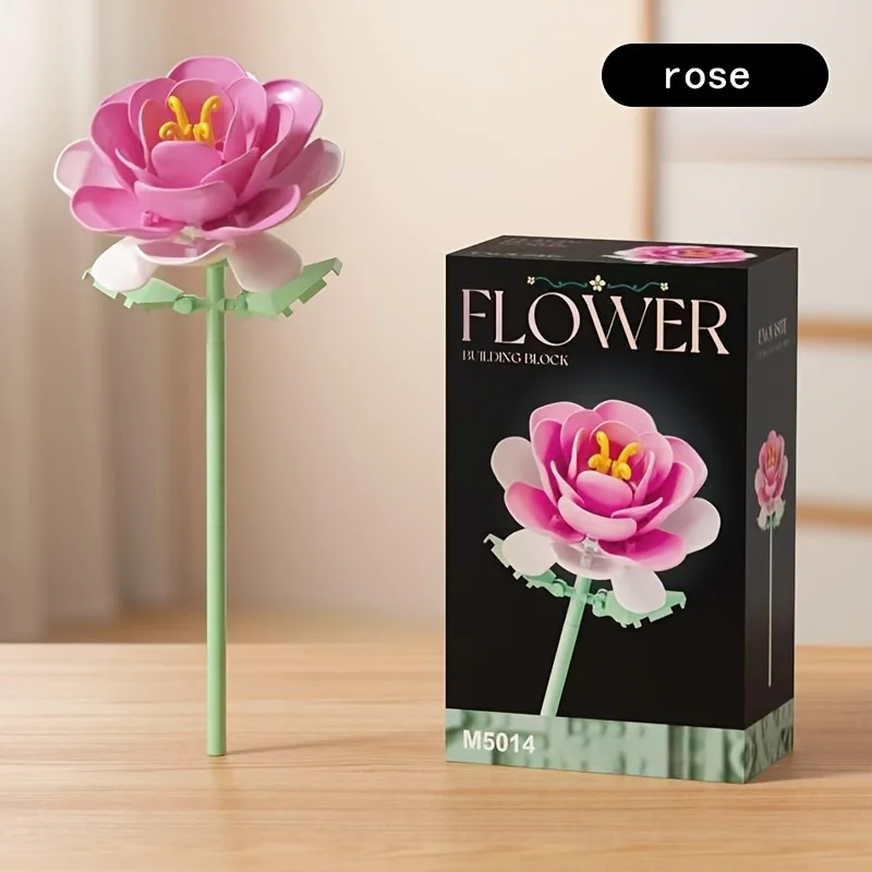 Romantic building block flower decorations, festival gifts, small building block bouquets, handmade bouquets, Valentine's Day