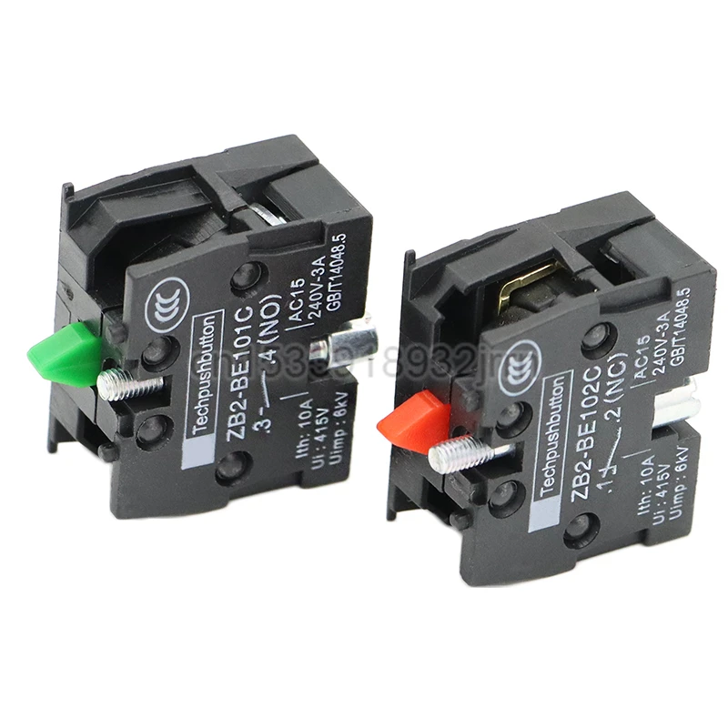 10Pcs XB2 Series Accessory 10A Push Button Switch Contact Block ZB2BE102C (NC) ZB2-BE101C (NO)