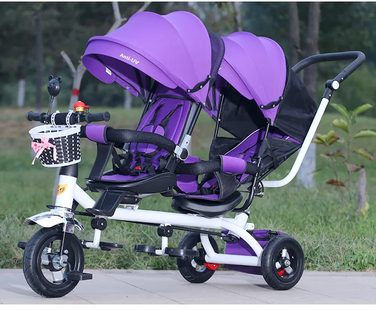 Triciclo para niños, carrito doble, bicicleta para bebé