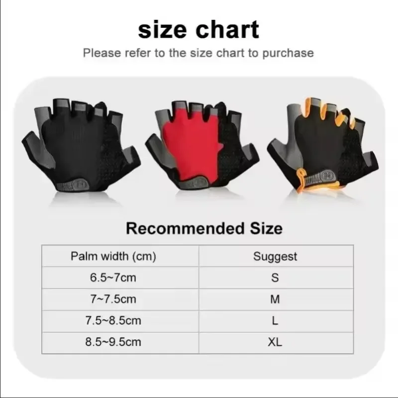 Anti-Slip Fingerless Gym Gloves Shock-Absorbing Breathable Sports Gloves for Training Lifting Weight Cycling
