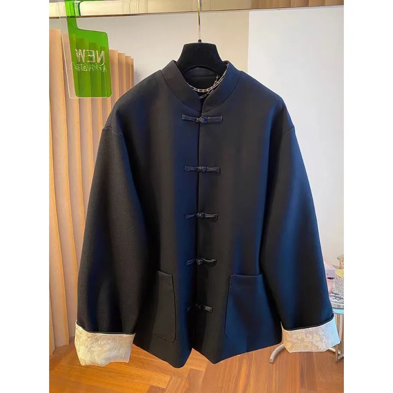 The New Chinese-style Zhongshan Suit with A High-end Retro Stand-up Collar and Button-down Trendy Men's Spring and Autumn Jacket
