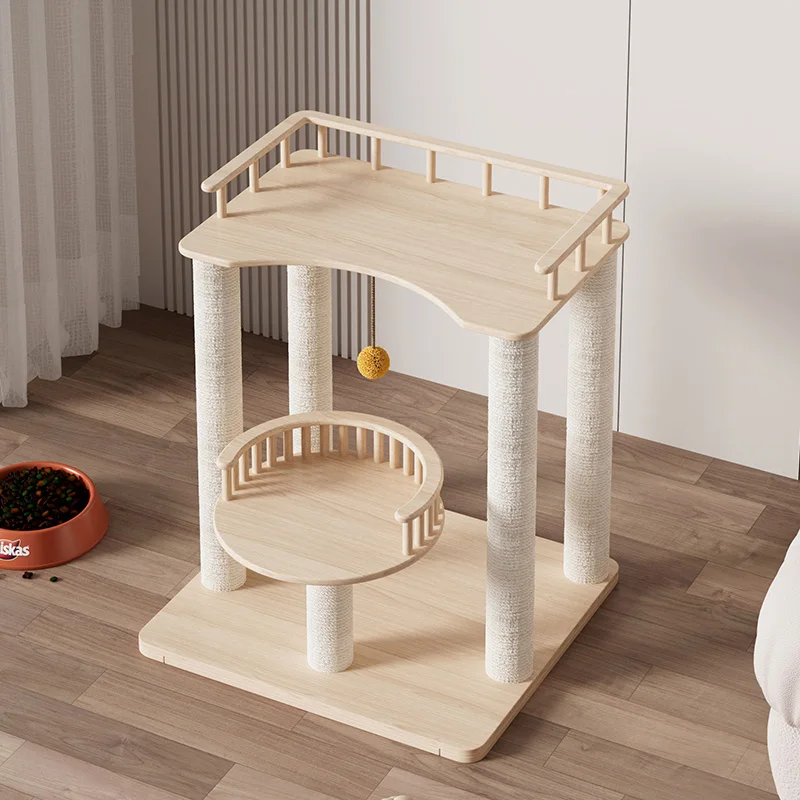 

All solid wood cat climbing frame household cat rack nest integrated large special bed small sisal climbing fram