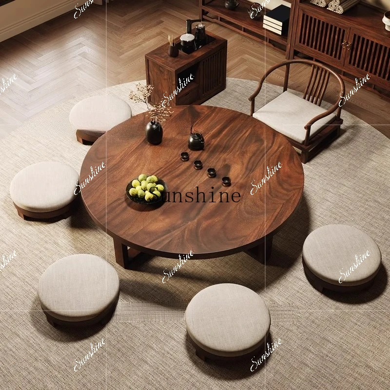 Solid wood tatami coffee table Japanese balcony casual kang table  FT