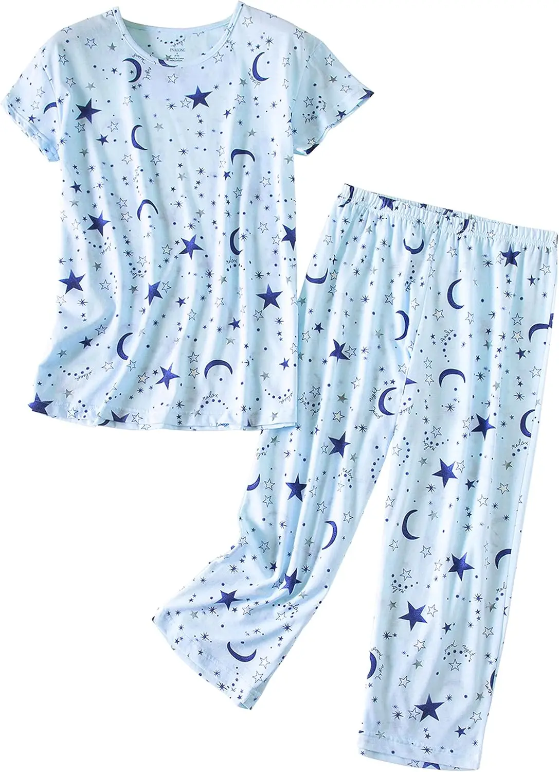 

Women’s Pajama Set - Sleepwear Tops with Capri Pants Casual and Fun Prints Pajama Sets SY215-Purple-XL