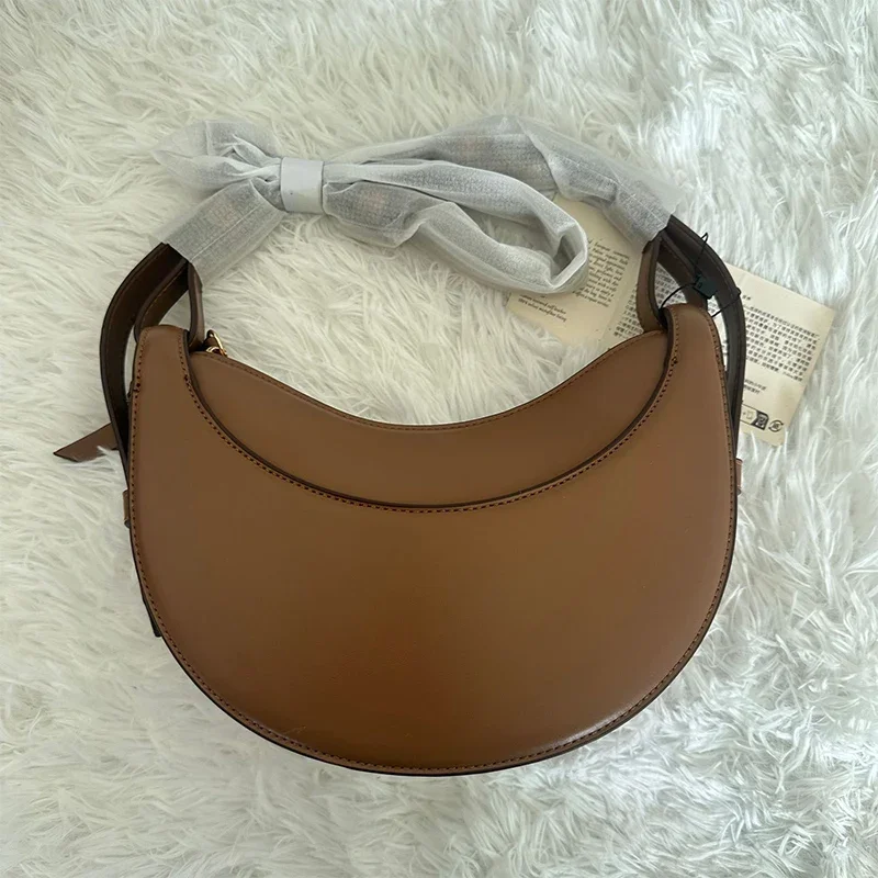 

2025 Fashionable genuine leather women's shoulder bag, crescent-shaped bag, niche design zipper shoulder crossbody bag