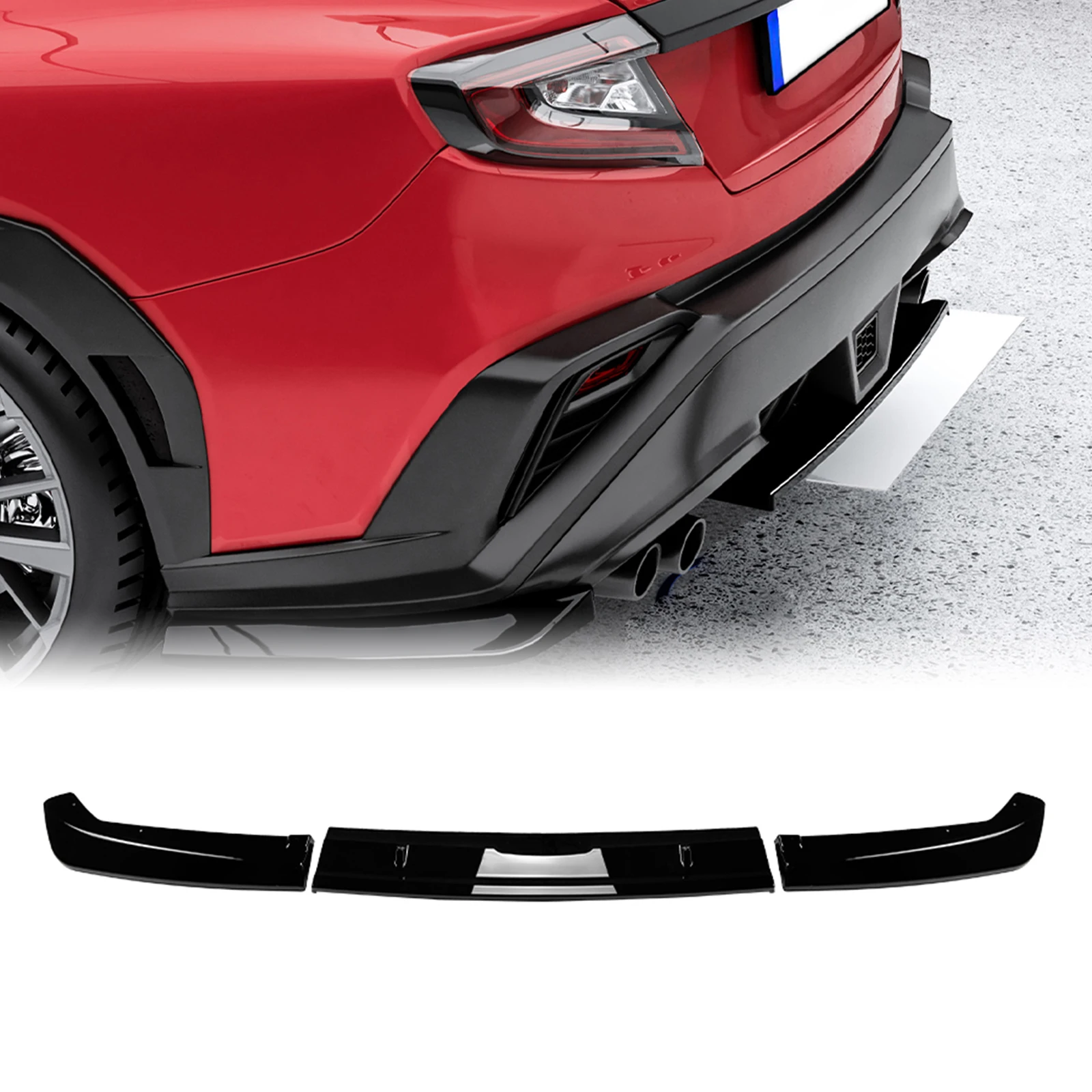 

Rear Bumper Diffuser Lip For Subaru WRX STi VB 2022-2024 Carbon Fiber Look/Gloss Black Lower Spoiler Splitter Protector Cover