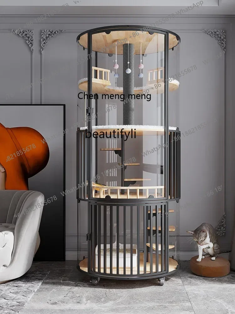 

B178 360 Glass Panoramic Cat Villa Cat Cage Cat Room Luxury Large Indoor with Toilet Integrated