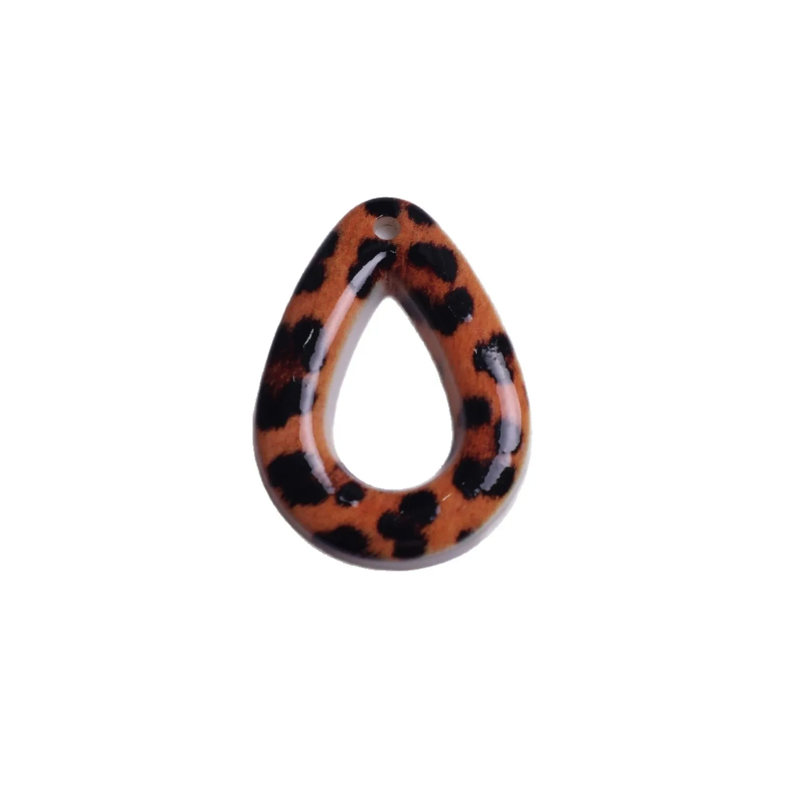 5pcs Fashion Leopard Print Water Drop Resin Necklace Earrings Materials Keychain Pendant Accessories Charms for Diy Jewelry
