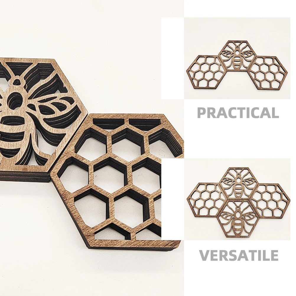

8 Pcs Wooden Honeycomb Coasters Hexagonal Drink Mats Tabletop Protection Anti Skid Cup Pads Home Decor Easy Clean