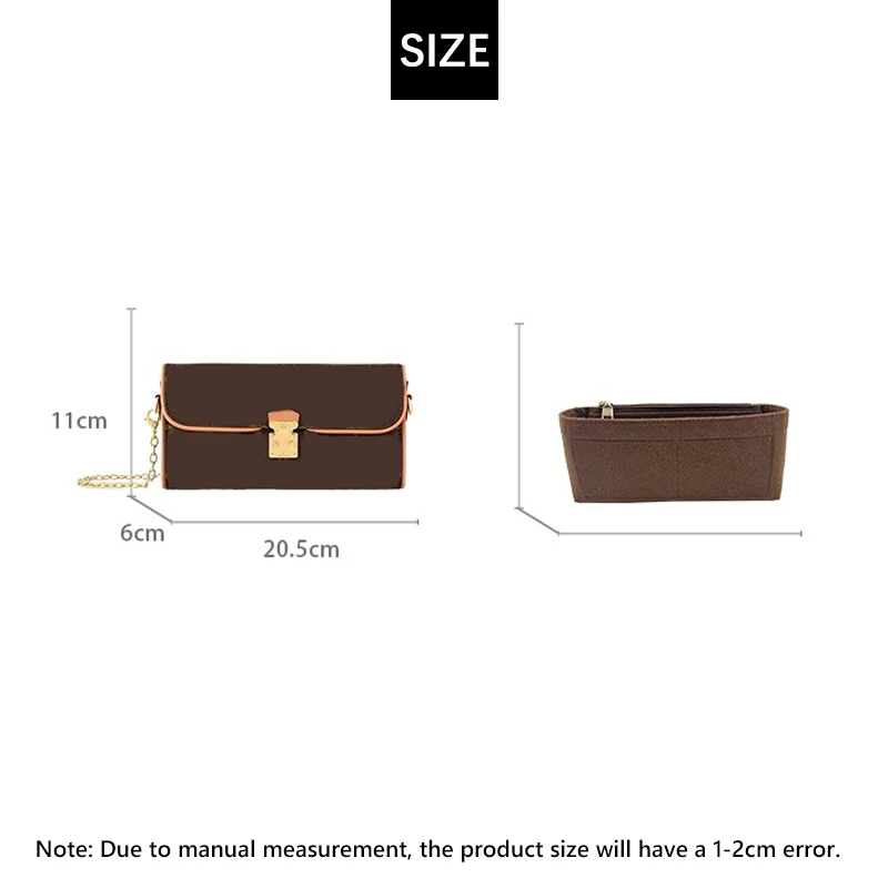 EverToner For L-pochette camille Chain Bag Felt Cloth Insert Bag Fit Luxury Handbag Cosmetic Travel Bag DuPont Paper&Felt Liner